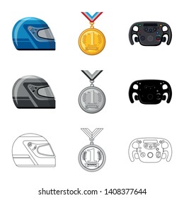 Vector design of car and rally sign. Collection of car and race stock vector illustration.