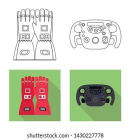 Vector design of car and rally sign. Set of car and race stock vector illustration.