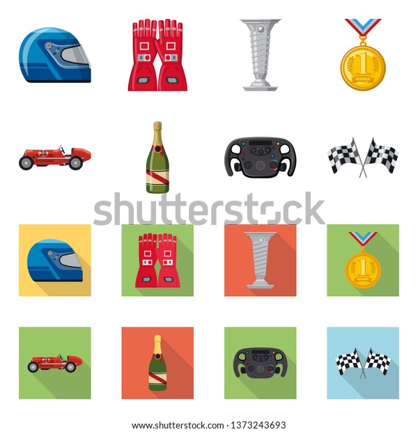 Vector design of car and rally sign. Set of\
car and race stock vector\
illustration.
