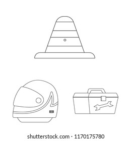 Vector design of car and rally symbol. Set of car and race vector icon for stock.
