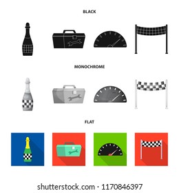 Vector design of car and rally symbol. Set of car and race vector icon for stock.
