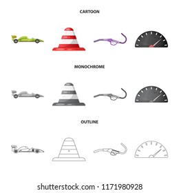 Vector design of car and rally symbol. Set of car and race vector icon for stock.