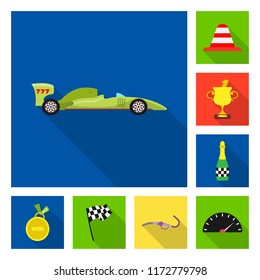 Vector design of car and rally symbol. Collection of car and race vector icon for stock.