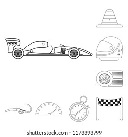 Vector design of car and rally symbol. Set of car and race stock vector illustration.