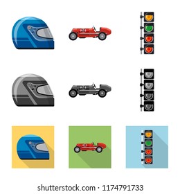 Vector design of car and rally symbol. Collection of car and race vector icon for stock.
