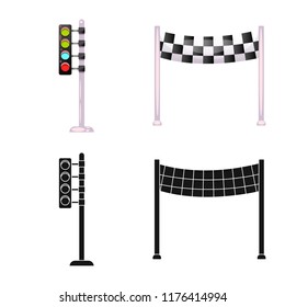 Vector design of car and rally symbol. Set of car and race vector icon for stock.