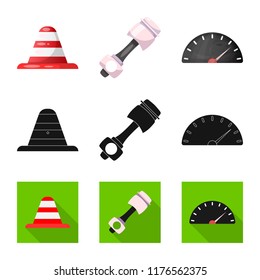 Vector design of car and rally symbol. Set of car and race stock symbol for web.