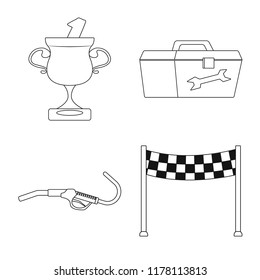 Vector design of car and rally symbol. Collection of car and race stock vector illustration.