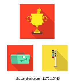 Vector design of car and rally symbol. Set of car and race vector icon for stock.