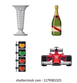 Vector design of car and rally symbol. Set of car and race stock symbol for web.