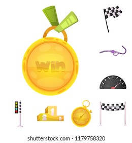 Vector design of car and rally symbol. Collection of car and race vector icon for stock.
