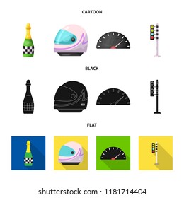 Vector design of car and rally symbol. Set of car and race vector icon for stock.