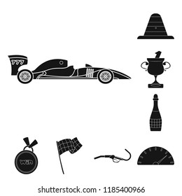 Vector design of car and rally symbol. Set of car and race vector icon for stock.