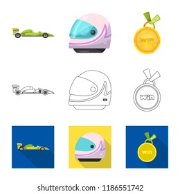 Vector design of car and rally symbol. Set of car and race stock vector illustration.