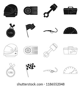 Vector design of car and rally symbol. Collection of car and race vector icon for stock.