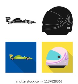 Vector design of car and rally symbol. Set of car and race vector icon for stock.