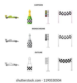 Vector design of car and rally symbol. Set of car and race stock vector illustration.
