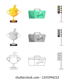 Vector design of car and rally symbol. Set of car and race vector icon for stock.