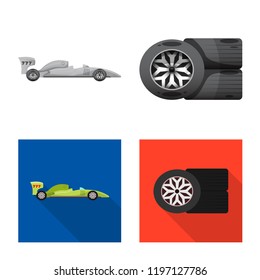 Vector design of car and rally symbol. Collection of car and race vector icon for stock.