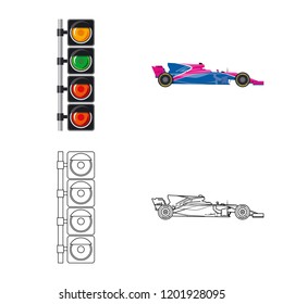 Vector design of car and rally symbol. Set of car and race stock vector illustration.