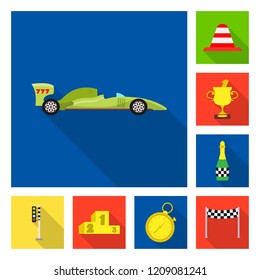 Vector design of car and rally symbol. Set of car and race vector icon for stock.