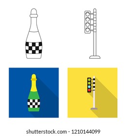 Vector design of car and rally symbol. Set of car and race vector icon for stock.