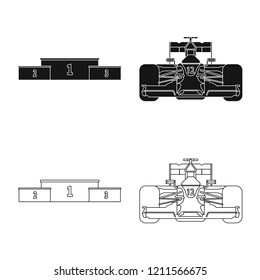 Vector design of car and rally symbol. Set of car and race vector icon for stock.