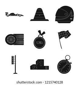 Vector design of car and rally symbol. Set of car and race stock vector illustration.