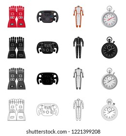 Vector design of car and rally symbol. Set of car and race stock vector illustration.