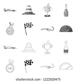 Vector design of car and rally symbol. Set of car and race vector icon for stock.