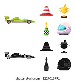 Vector design of car and rally symbol. Collection of car and race stock vector illustration.