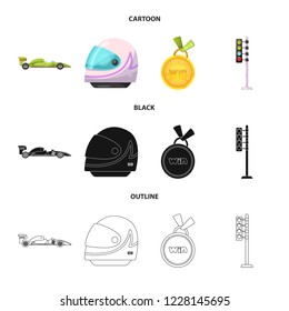 Vector design of car and rally symbol. Collection of car and race vector icon for stock.