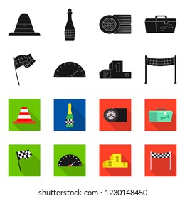 Vector design of car and rally symbol. Set of car and race vector icon for stock.