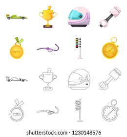 Vector design of car and rally symbol. Set of car and race stock vector illustration.