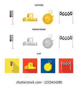 Vector design of car and rally symbol. Collection of car and race stock vector illustration.