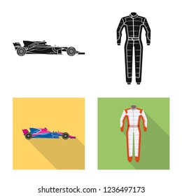 Vector design of car and rally symbol. Set of car and race vector icon for stock.