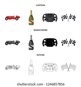 Vector design of car and rally symbol. Collection of car and race vector icon for stock.