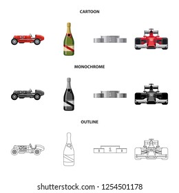 Vector design of car and rally symbol. Collection of car and race vector icon for stock.