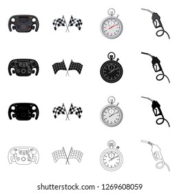 Vector design of car and rally symbol. Set of car and race vector icon for stock.