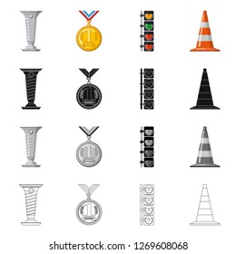 Vector design of car and rally symbol. Collection of car and race stock vector illustration.