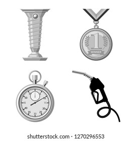 Vector design of car and rally symbol. Set of car and race vector icon for stock.