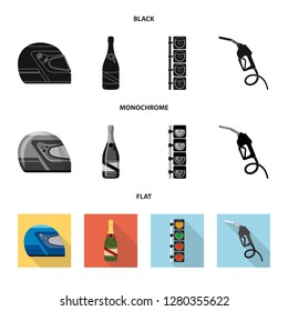 Vector design of car and rally symbol. Collection of car and race vector icon for stock.