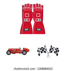 Vector design of car and rally symbol. Set of car and race stock vector illustration.
