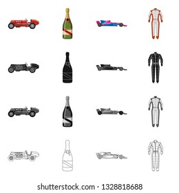 Vector design of car and rally symbol. Set of car and race stock symbol for web.