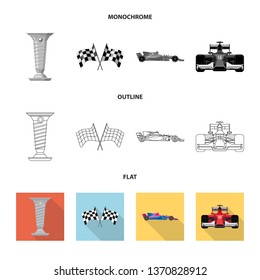 Vector design of car and rally symbol. Set of car and race vector icon for stock.