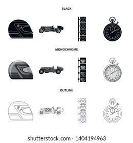 Vector design of car and rally symbol. Set of car and race vector icon for stock.