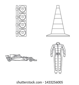 Vector design of car and rally symbol. Collection of car and race stock vector illustration.