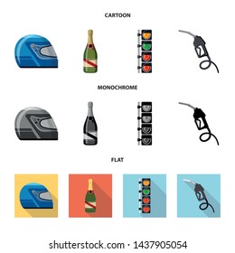 Vector design of car and rally symbol. Collection of car and race vector icon for stock.