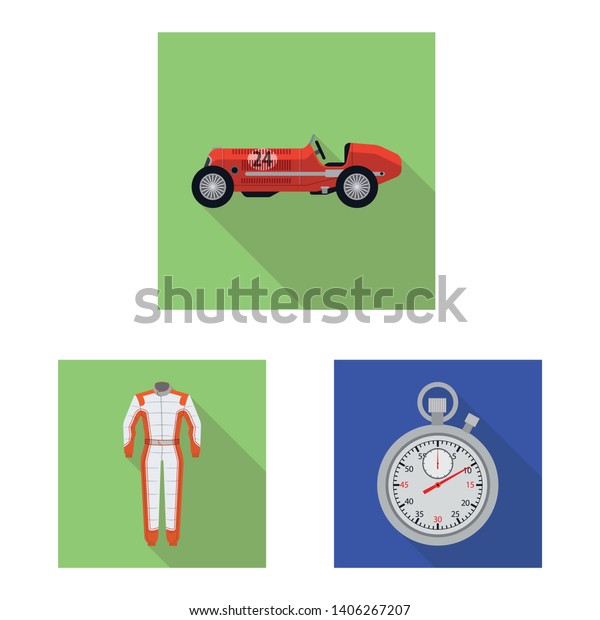 Vector design of car and rally symbol. Set of car\
and race vector icon for\
stock.