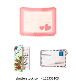 Vector design of card and christmas icon. Set of card and background stock symbol for web.